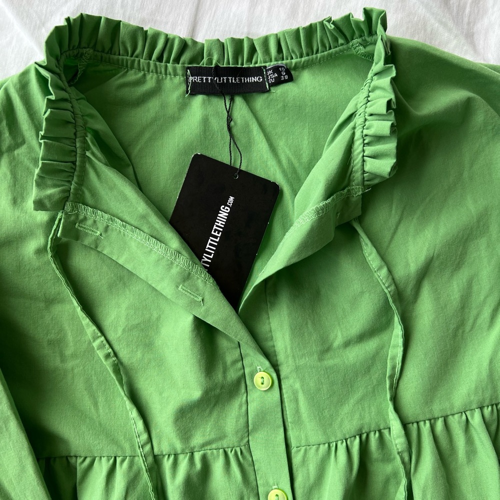 PLT - Oversized Poplin Frill Collar Shirt Dress - Size 6 - Picture 5 of 11